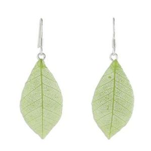 Novica Natural Leaf Dangle Earrings in Sap Green